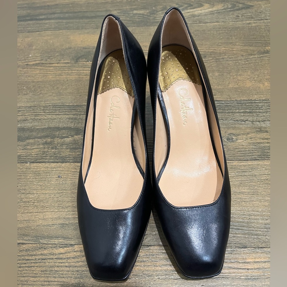 Cole Haan Nike Air‎ Collection Black Leather Square Toe Carma Pumps Sz. 8